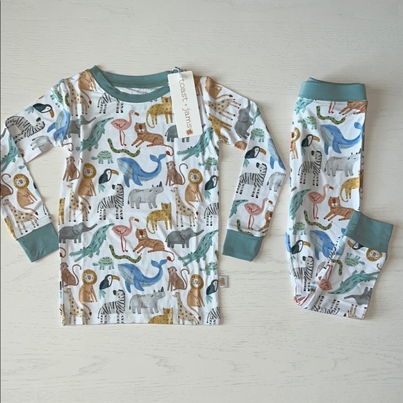 Toast + Jams Bamboo Pajama Set Safari Pals 2T 3T 4T 5-6 years - Picture 1 of 6